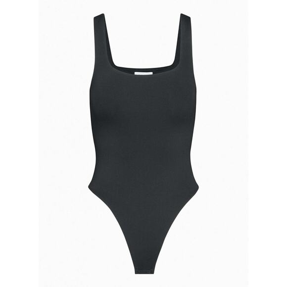 Aritzia Babaton Contour Thong Bodysuit Black Double Layer Square Neck Size Small - Picture 9 of 10